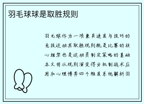 羽毛球球是取胜规则